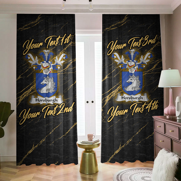 Horsburgh Family Crest - Blackout Curtains with Hooks Luxury Marble A7 | 1sttheworld