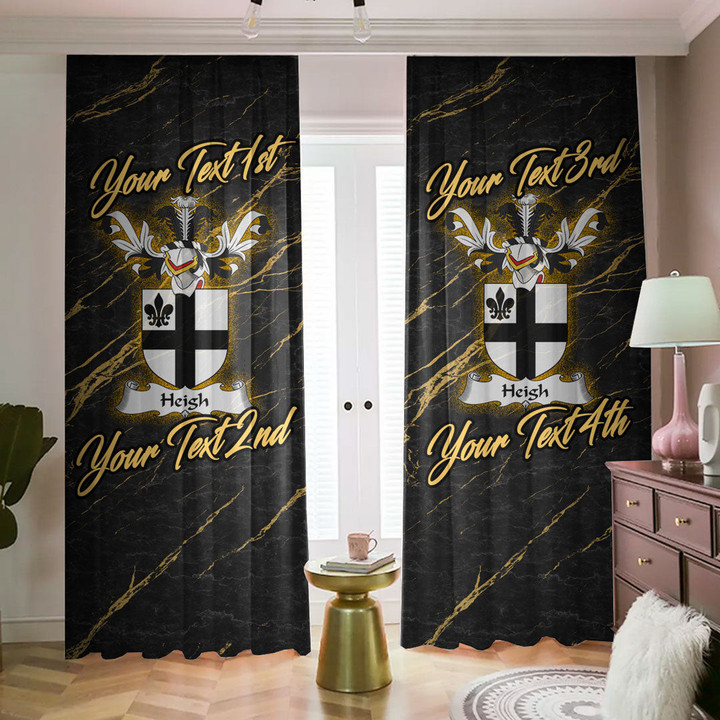 Heigh Family Crest - Blackout Curtains with Hooks Luxury Marble A7 | 1sttheworld