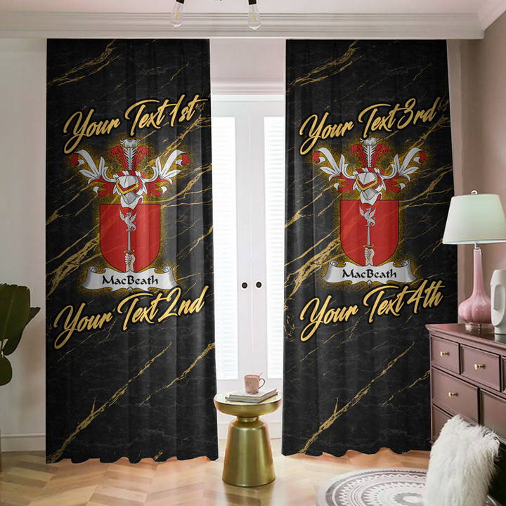 MacBeath or MacBeth Family Crest - Blackout Curtains with Hooks Luxury Marble A7 | 1sttheworld