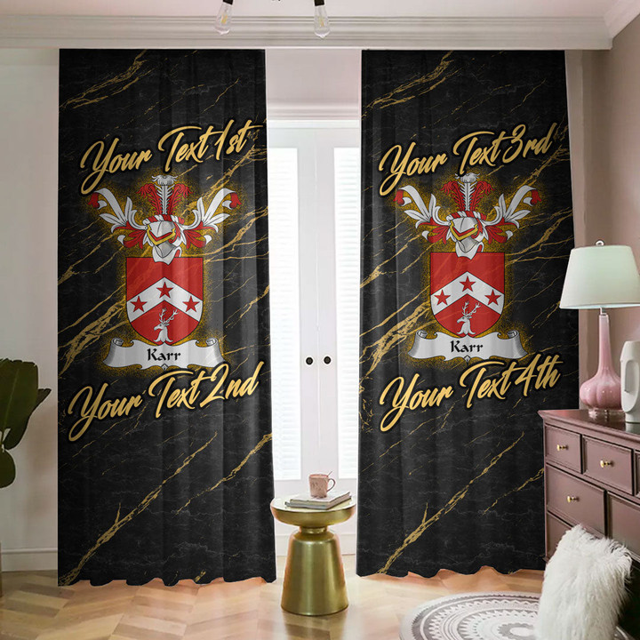 Karr Family Crest - Blackout Curtains with Hooks Luxury Marble A7 | 1sttheworld