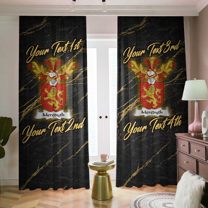 Meredyth Family Crest - Blackout Curtains with Hooks Luxury Marble A7 | 1sttheworld