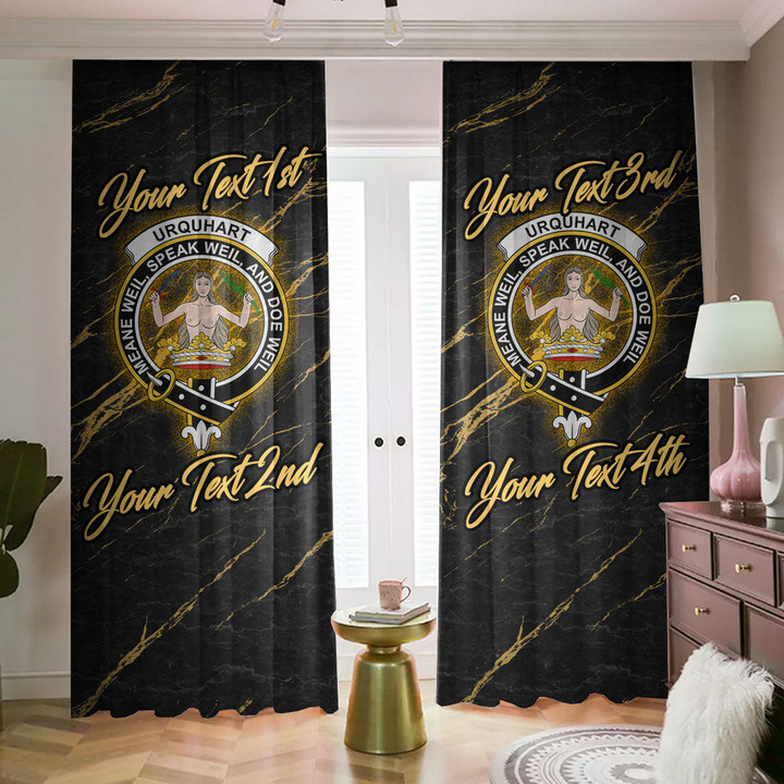 Urquhart Scottish Family Crest - Blackout Curtains with Hooks Luxury Marble A7 | 1sttheworld