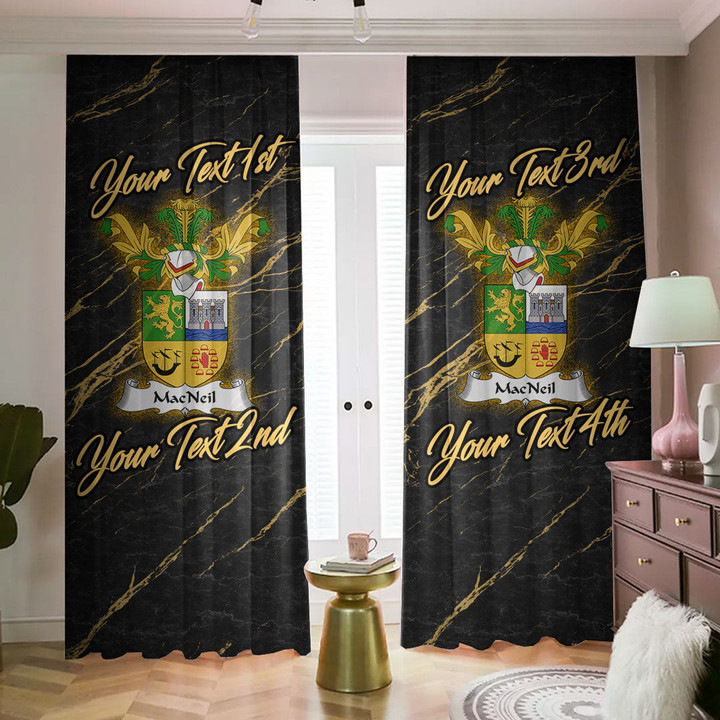 MacNeil or MacNeill Family Crest - Blackout Curtains with Hooks Luxury Marble A7 | 1sttheworld