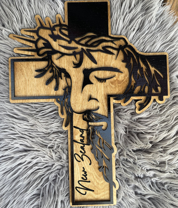 New Zealand Wooden Sign - Christian Cross with Jesus A7 | 1sttheworld
