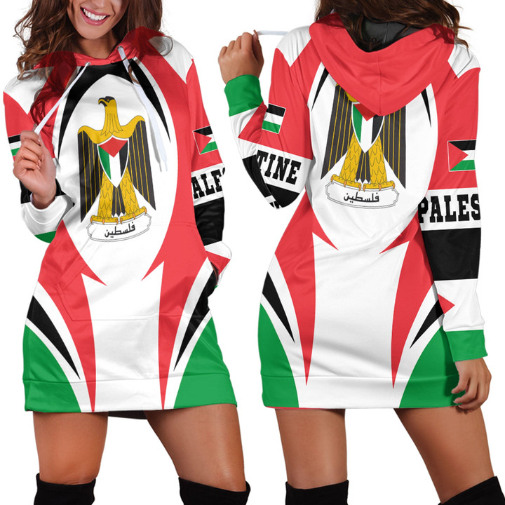 1sttheworld Clothing - Palestine Hoodie Dress Action Flag Style A35