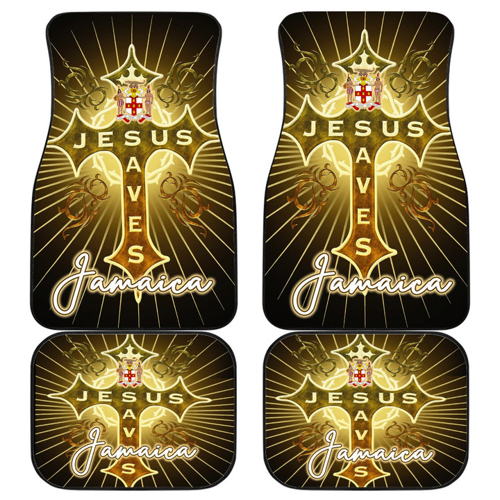 Jamaica Front and Back Car Mats - Jesus Saves Religion God Christ Cross Faith A7 | 1sttheworld