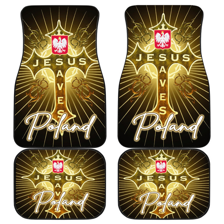 Poland Front and Back Car Mats - Jesus Saves Religion God Christ Cross Faith A7 | 1sttheworld