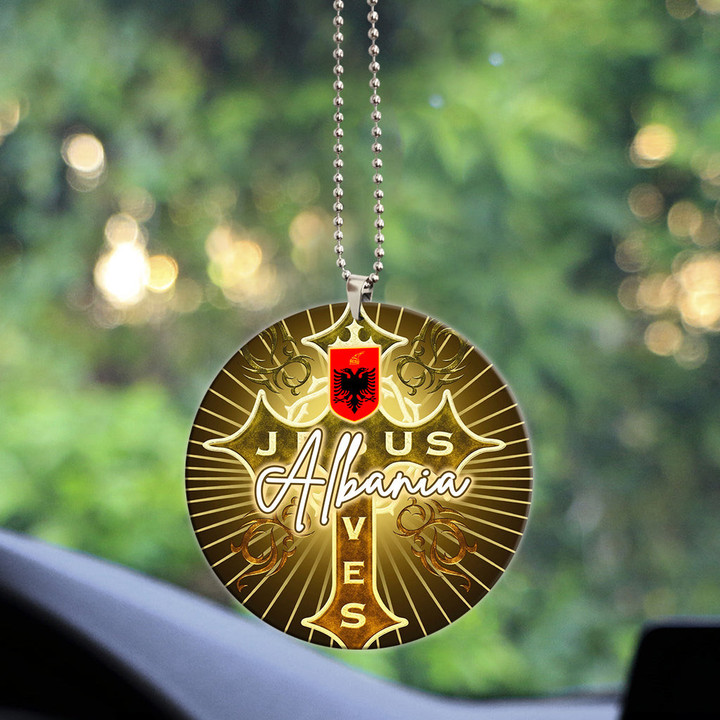 Albania Acrylic Car Ornament - Jesus Saves Religion God Christ Cross Faith A7 | 1sttheworld