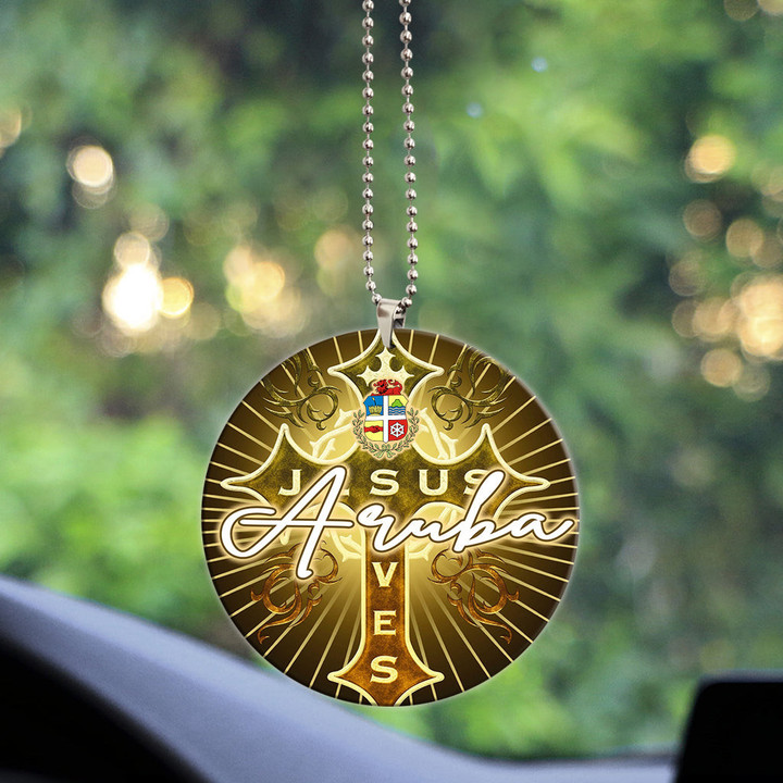 Aruba Acrylic Car Ornament - Jesus Saves Religion God Christ Cross Faith A7 | 1sttheworld