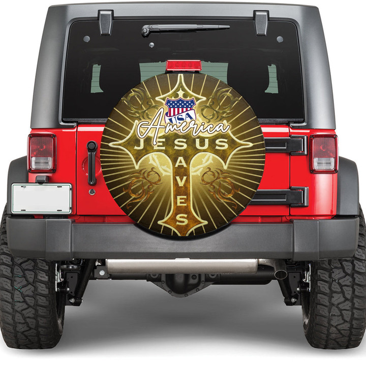 The United States of America Spare Tire Cover - Jesus Saves Religion God Christ Cross Faith A7 | 1sttheworld