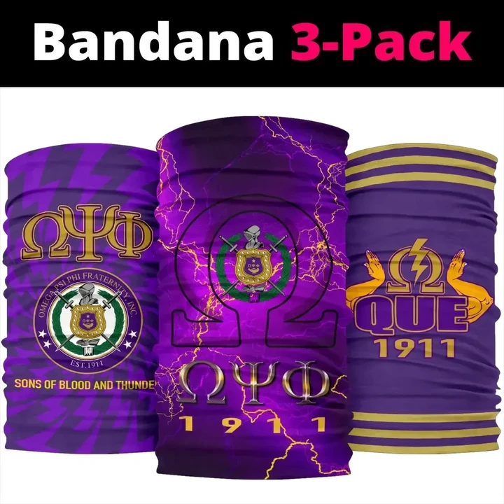 Omega Psi Phi Mixed Bandana 3-Pack | Africazone.store