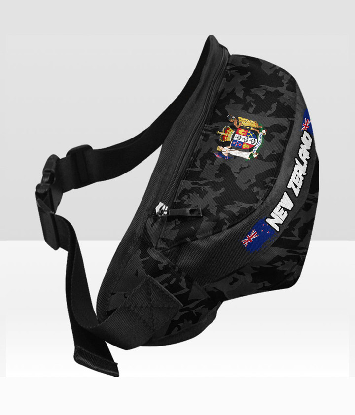 New Zealand with Coat of Arms Version Fanny Pack - Unique Camouflage A7