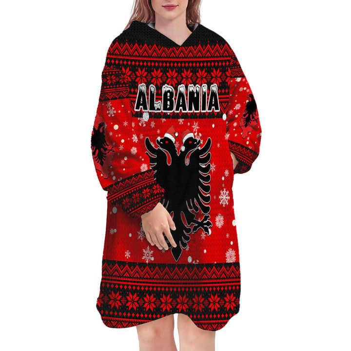 1sttheworld Clothing - Albania Christmas Pattern Snug Hoodie A31