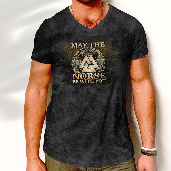 V-Neck T-Shirt - May The Norse Be With You Viking Red V-Neck T-Shirt A7 | 1sttheworld