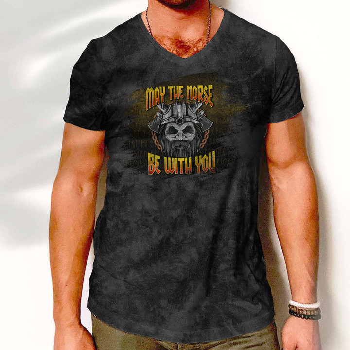 V-Neck T-Shirt - Viking Warrior May The Norse Be With You Norse V-Neck T-Shirt A7 | 1sttheworld