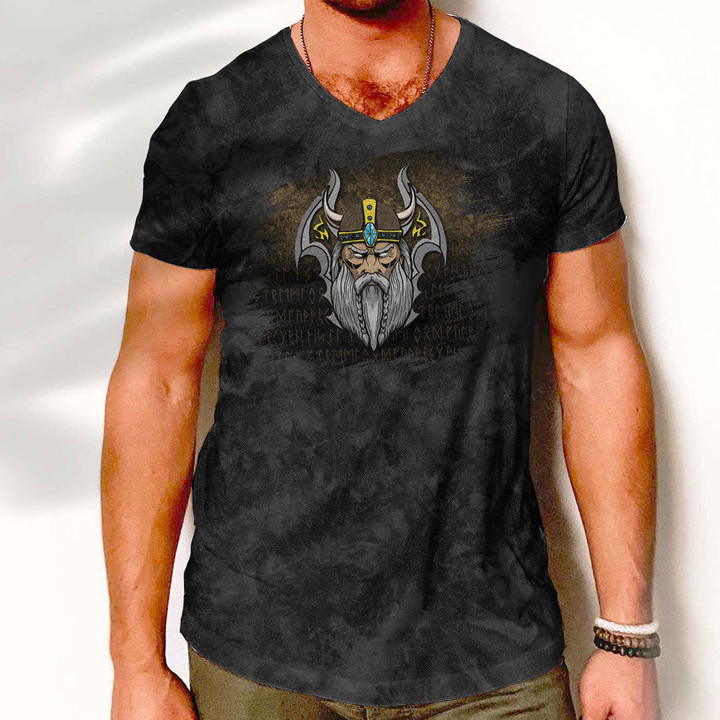 V-Neck T-Shirt - Viking Nordic Warrior Valhalla V-Neck T-Shirt A7 | 1sttheworld