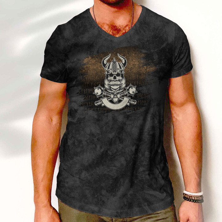 V-Neck T-Shirt - Viking Valhalla Norse Mythology Axe V-Neck T-Shirt A7 | 1sttheworld