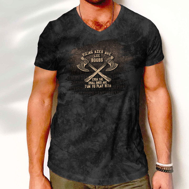 V-Neck T-Shirt - Viking Axes Are Like Boobs V-Neck T-Shirt A7 | 1sttheworld