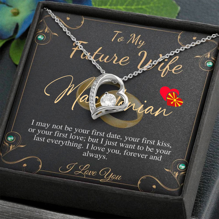 North Macedonia Jewelry - To My Beautiful Wife Valentines Day Gift, To My To My Beautiful Wife Forever Love Necklace, Fiance Gift For Woman (You can Personalize Custom Text) A7 | 1sttheworld