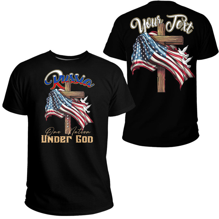 Russia T-Shirt - America One Nation Under God Independence Day, Christian 4th of July, Jesus Lover America A7 | 1sttheworld