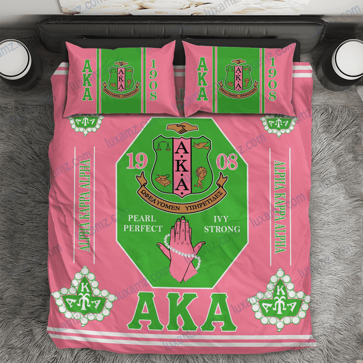Gette Bedding Set - AKA Sorority Handsign Duvet Cover & Pillow Cases J5 | 1sttheworld.com