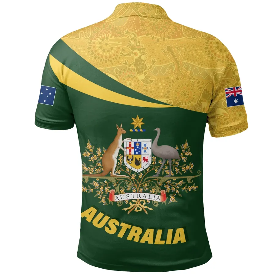 World Polo Australia The Australia Kangaroo Love Round 1stTheWorld Aboriginal - Green Shirt,