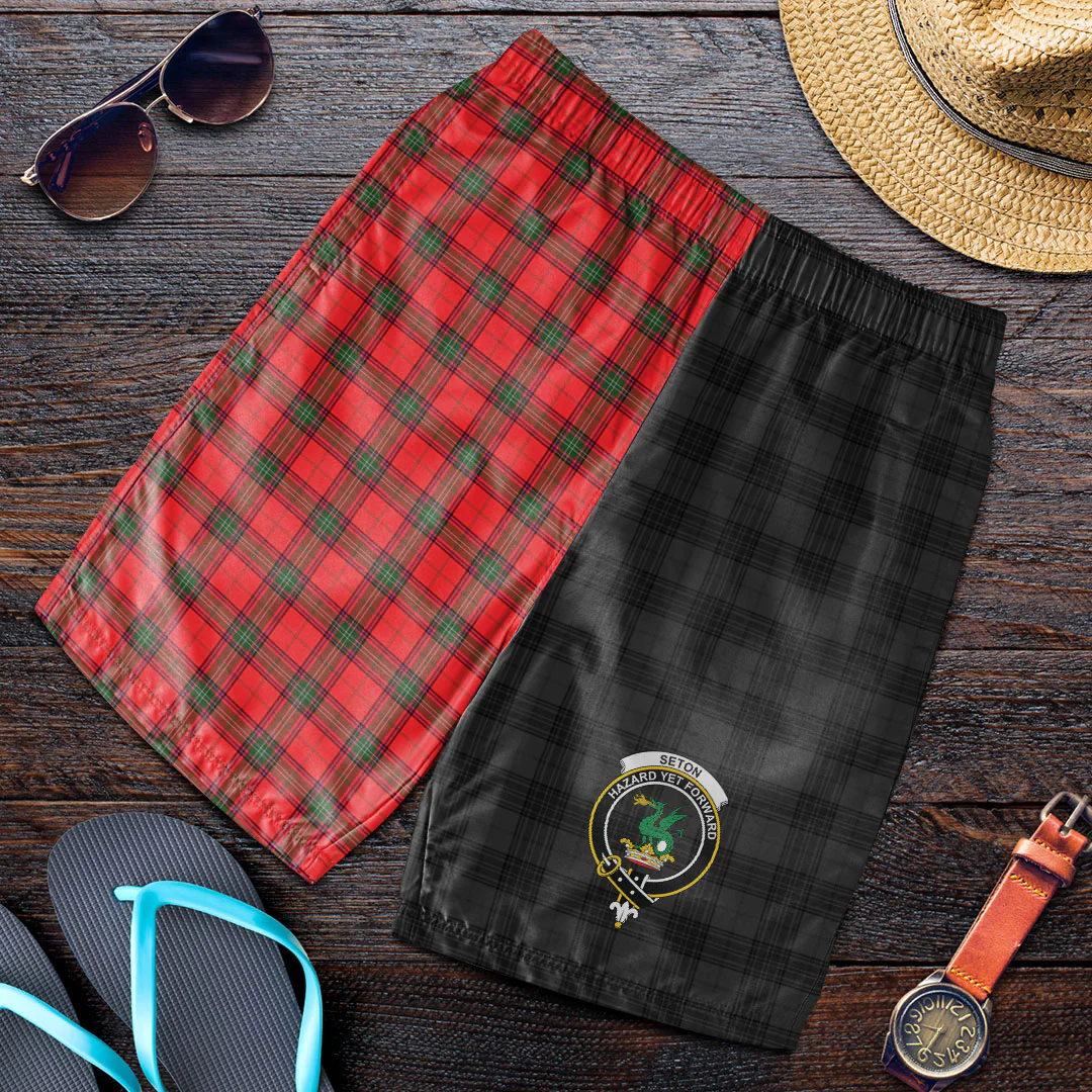 Seton Modern 1sttheworld Clothing - Seton Modern Clan Tartan Crest Men Short - The ...