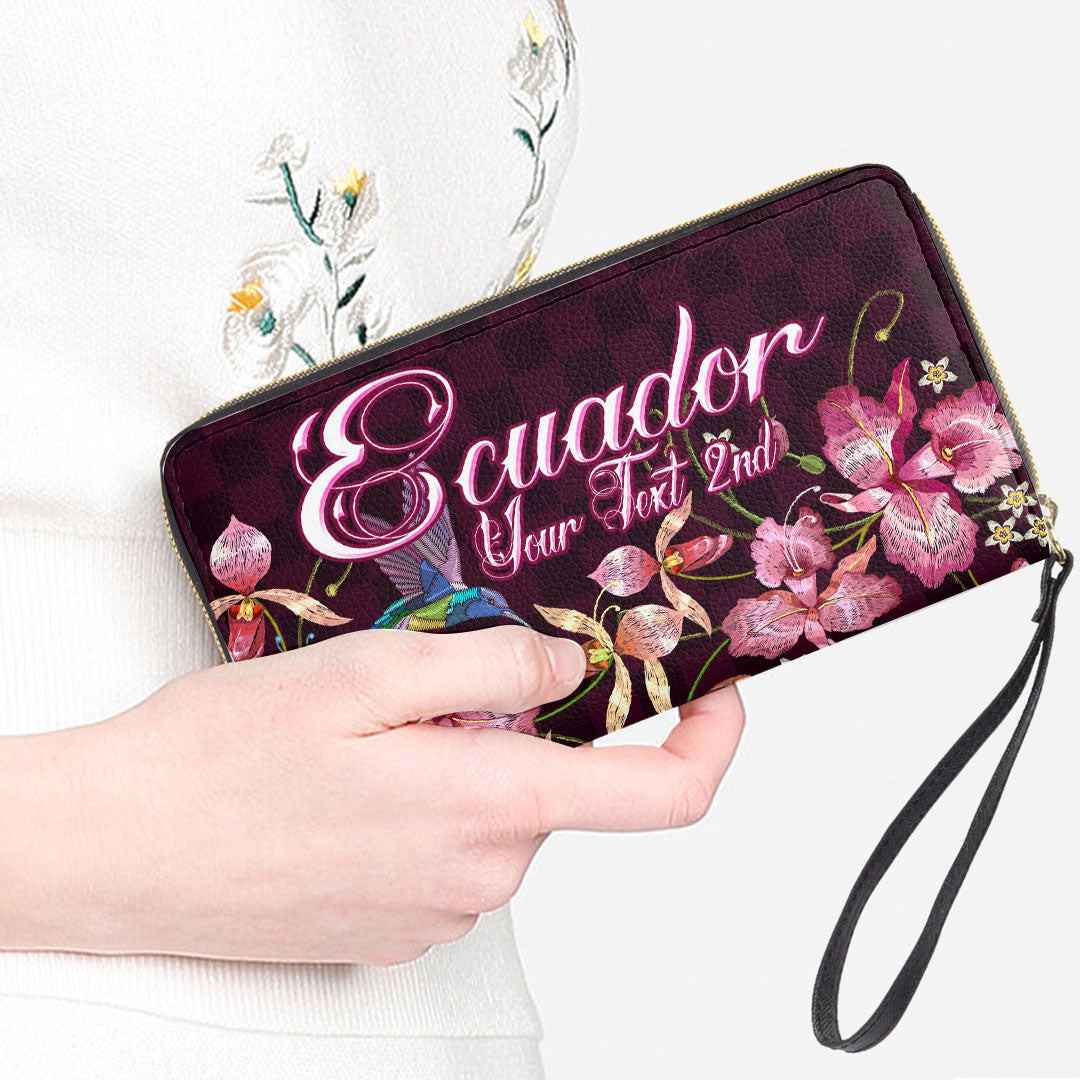 Guyana Women's Leather Wallet - Humming Bird And Orchid Embroideries ...