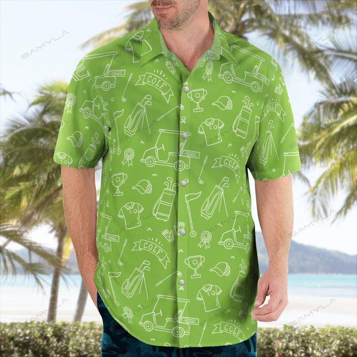 Ball, Flag, Bag and Golf Club Golf Hawaiian Shirt