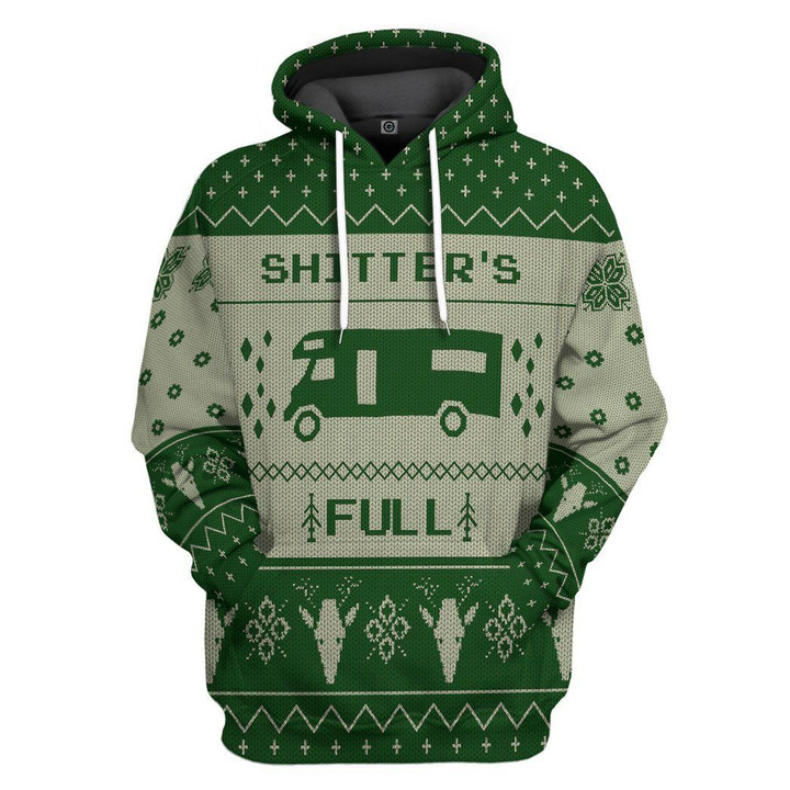 Flowermoonz 3D Shitters Full Ugly Christmas Sweater Green Custom Hoodie Apparel