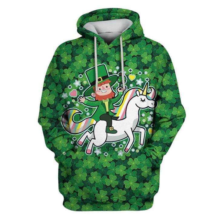Flowermoonz Green Man Riding Unicorn Custom T-shirt - Hoodies Apparel
