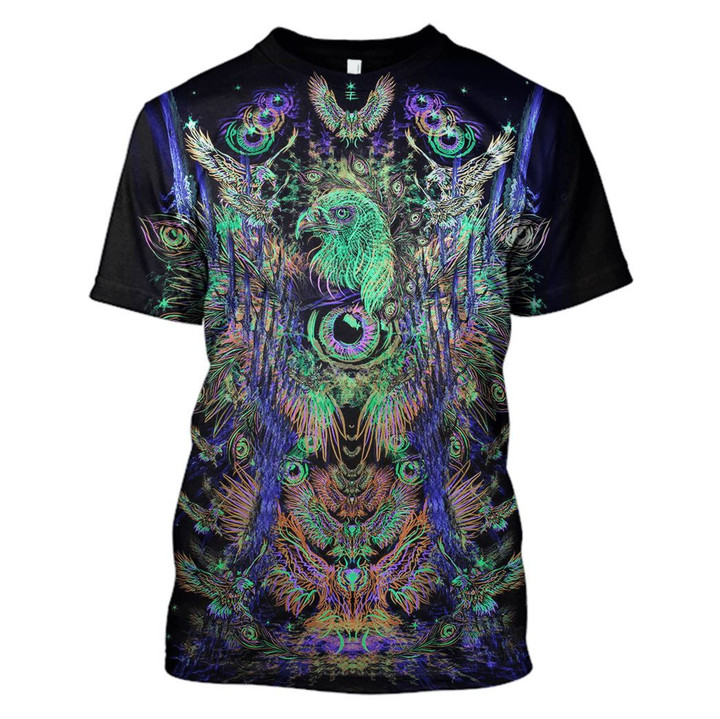 Flowermoonz 3d Psychedelic Owl Hoodies T-Shirt Apparel