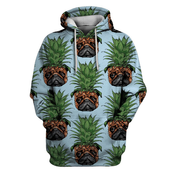 Flowermoonz Pineapple Pug Custom T-shirt - Hoodies Apparel