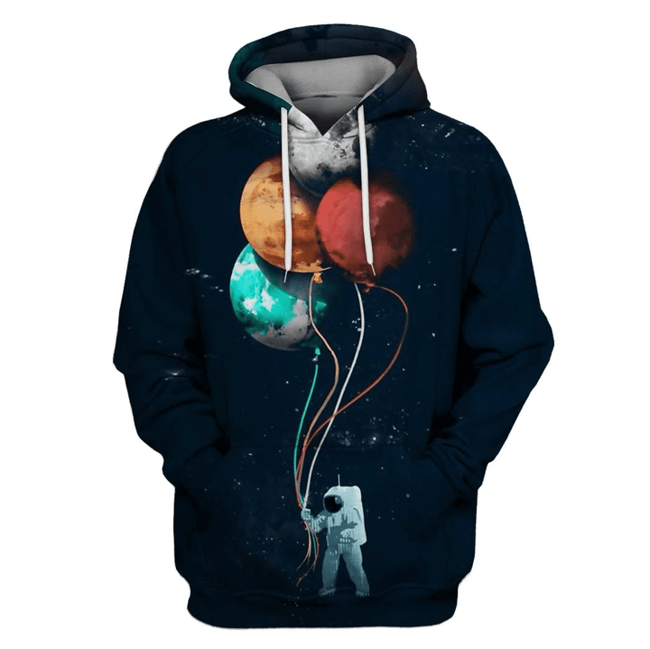 Flowermoonz Astronaut with four planets in the space Custom T-shirt - Hoodies Apparel