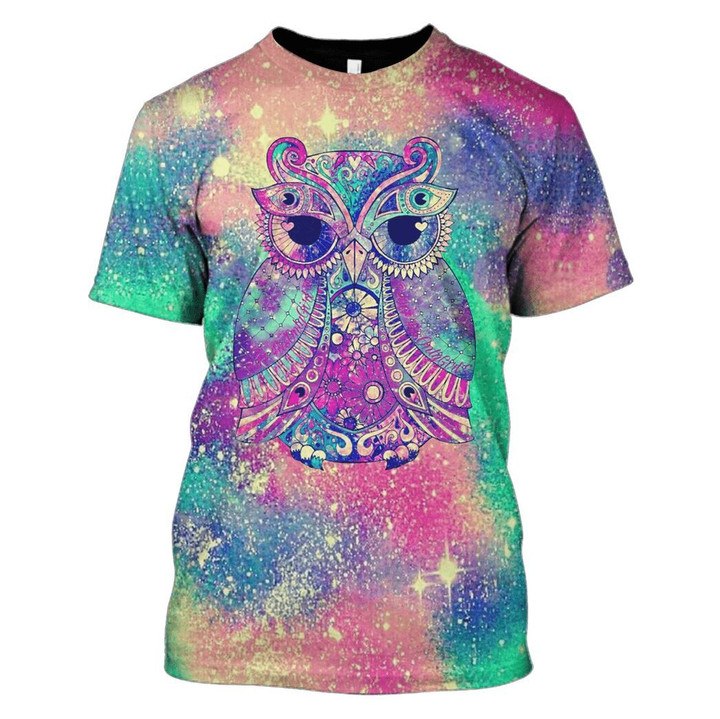 Flowermoonz Owl Galaxy Hoodies T-Shirt Apparel