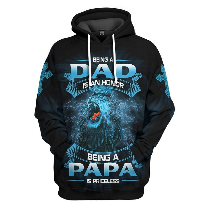 Flowermoonz 3D Being A Papa Is Priceless Lion Fathers Day Gift Custom Tshirt Hoodie Apparel