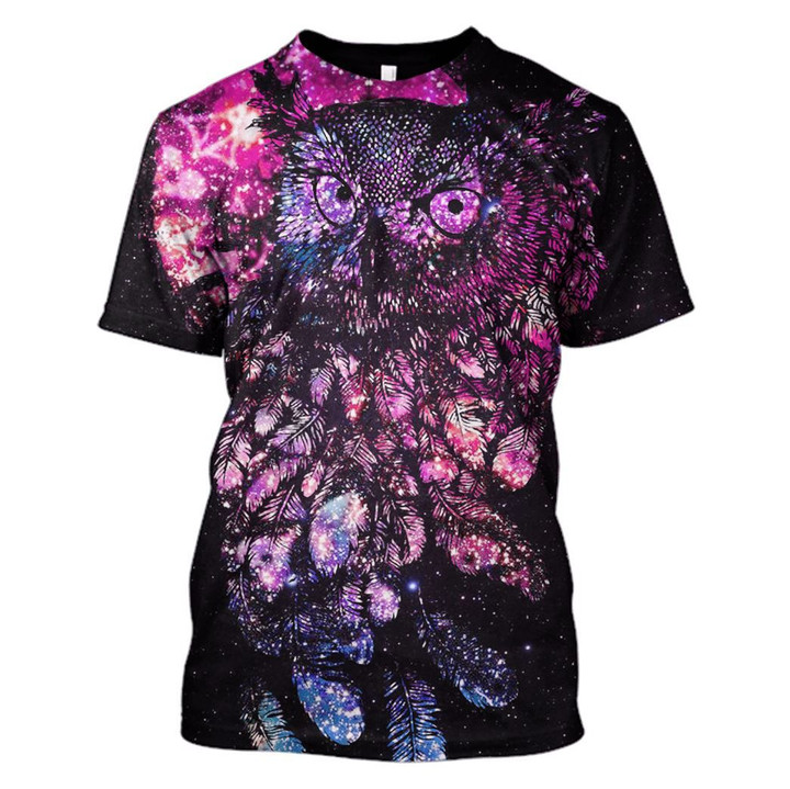 Flowermoonz 3d Owl Galaxy Hoodies - T-Shirt Apparel