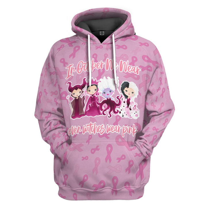 Flowermoonz 3D Even Witches Wear Pink Breast Cancer awareness Custom Tshirt Hoodie Apparel