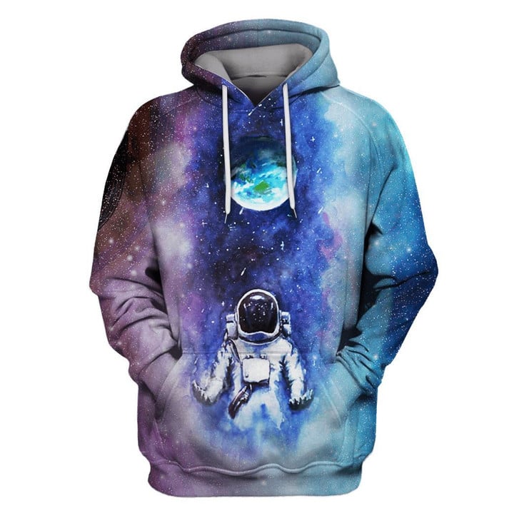 Flowermoonz Astronaut Facing The Earth OuterSpace Custom T-shirt - Hoodies Apparel