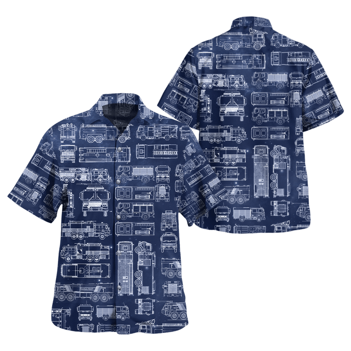 Fire Truck Hawaiian Shirt 001