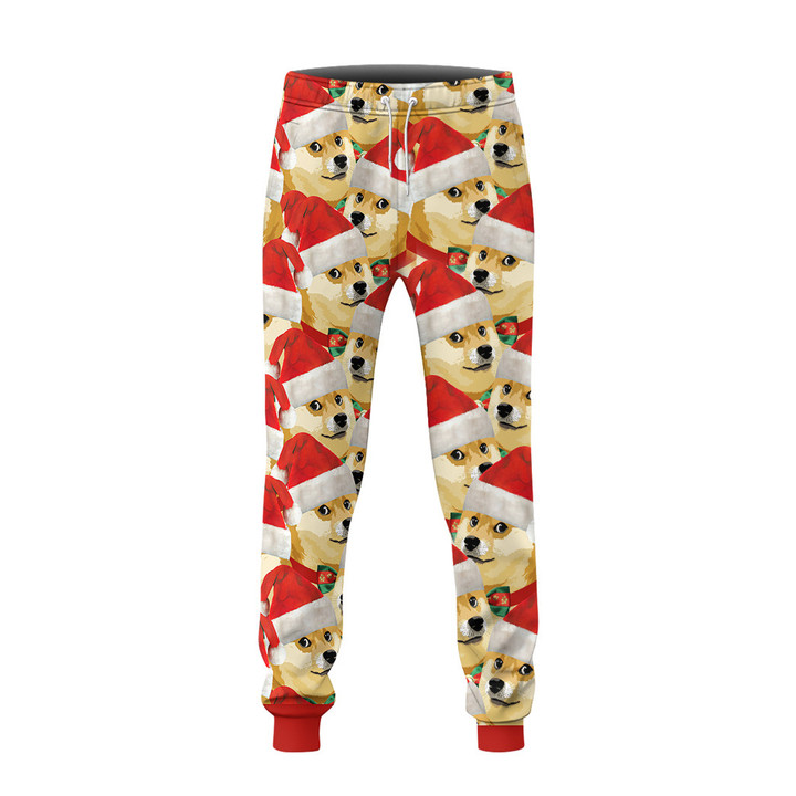 Flowermoonz 3D Merry Christmas With Doge Custom Sweatpants