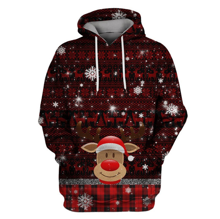 Flowermoonz Reindeer with christmas day Custom T-shirt - Hoodies Apparel
