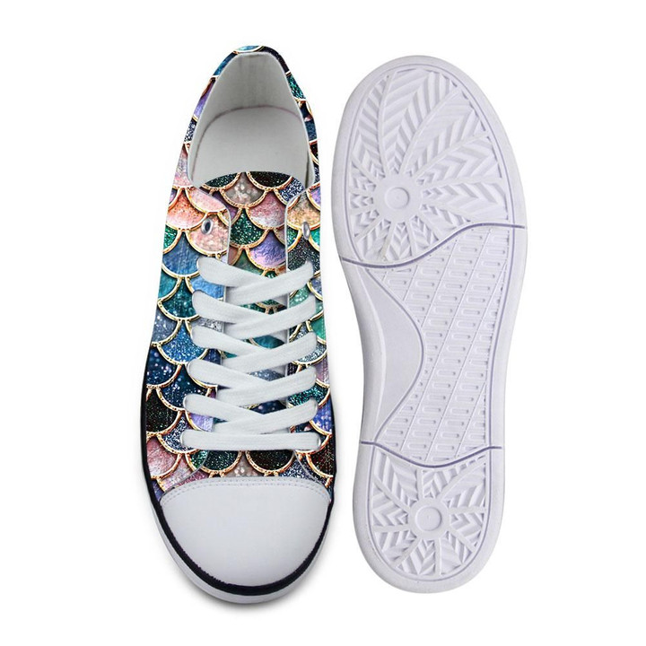 Flowermoonz 3D The Most Blue Sparkle Mermaid Tail In The Ocean Custom Converse Low Top