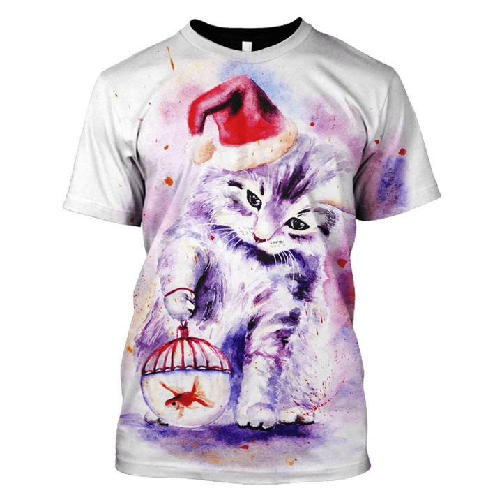 Flowermoonz Christmas Cat Hoodies - T-Shirt Apparel