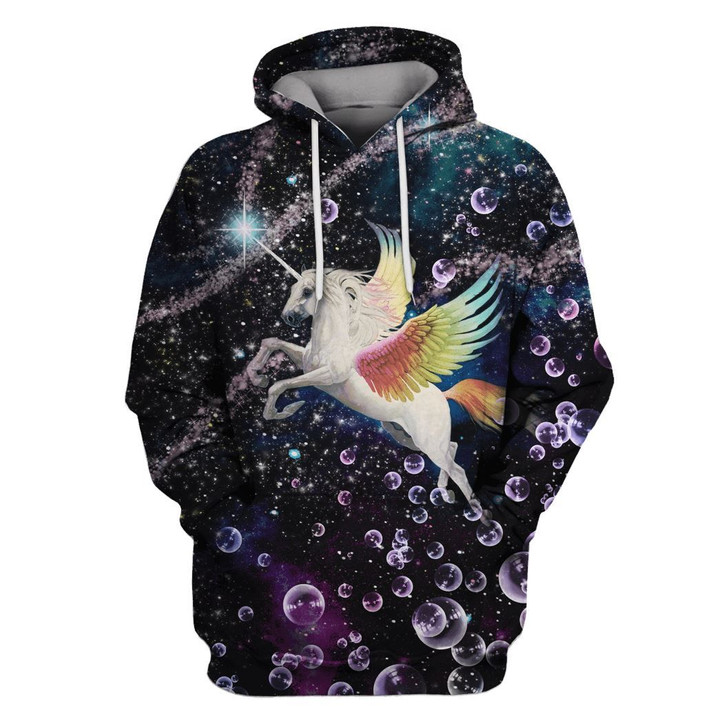 Flowermoonz Unicorn Flying Into Galaxy Custom T-shirt - Hoodies Apparel
