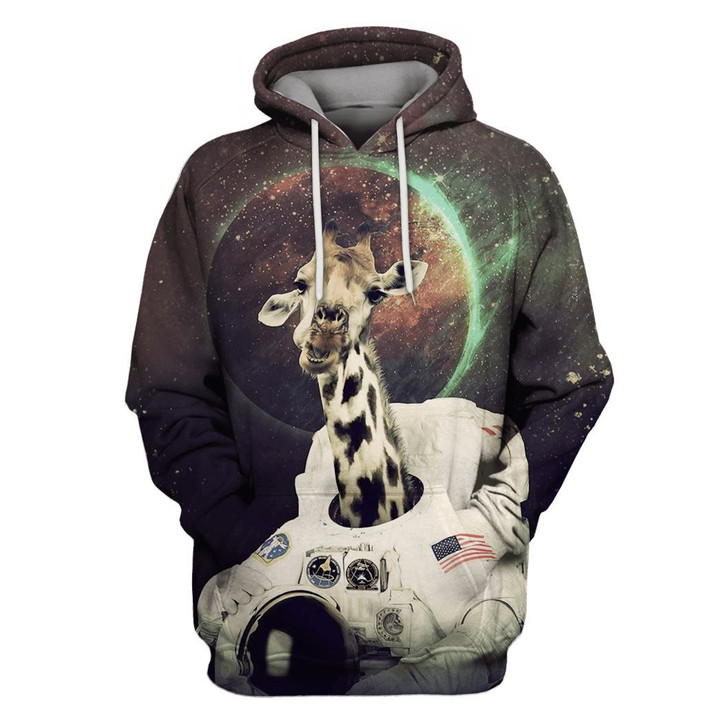 Flowermoonz Astronaut Giraffe in space T-Shirts - Zip Hoodies Apparel