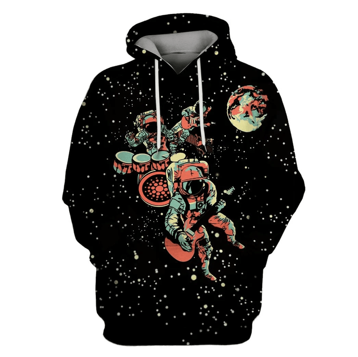 Flowermoonz Astronaut Playing Musical Instruments OuterSpace Custom T-shirt - Hoodies Apparel
