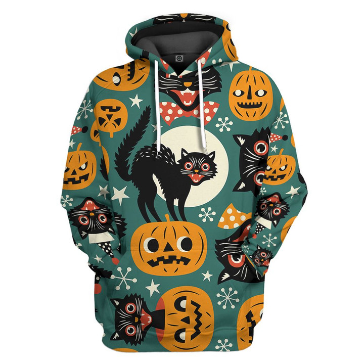 Flowermoonz 3D Halloween Black Cats Custom Tshirt Hoodie Apparel