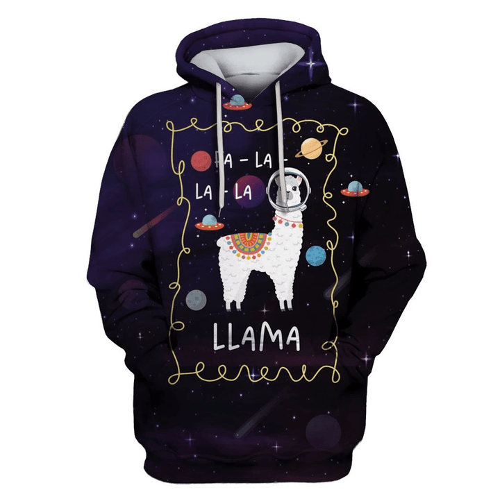 Flowermoonz Llama in the space Custom T-shirt - Hoodies Apparel