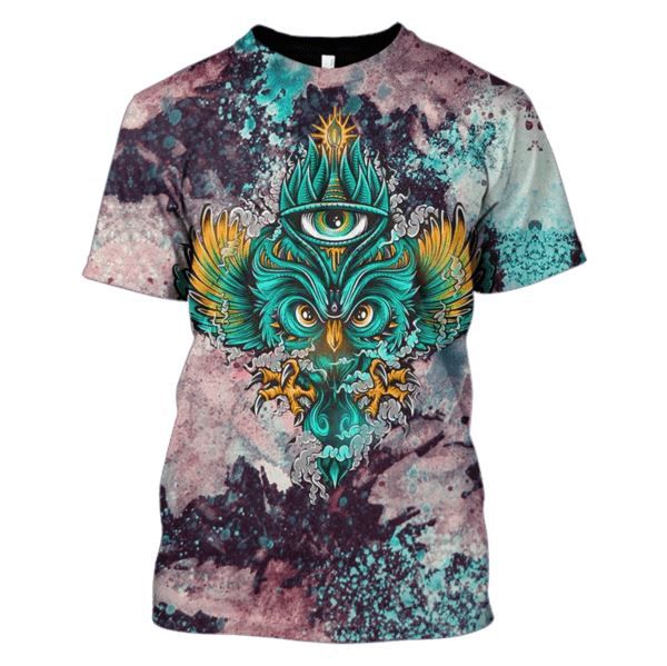 Flowermoonz 3d Owl Hoodies -T-Shirt Apparel